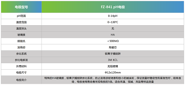 FZ-841 pH电极参数