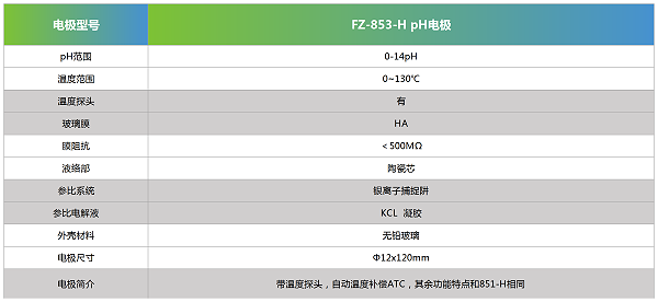 FZ-853-H pH电极参数