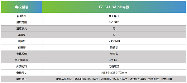 FZ-241-3A pH电极参数